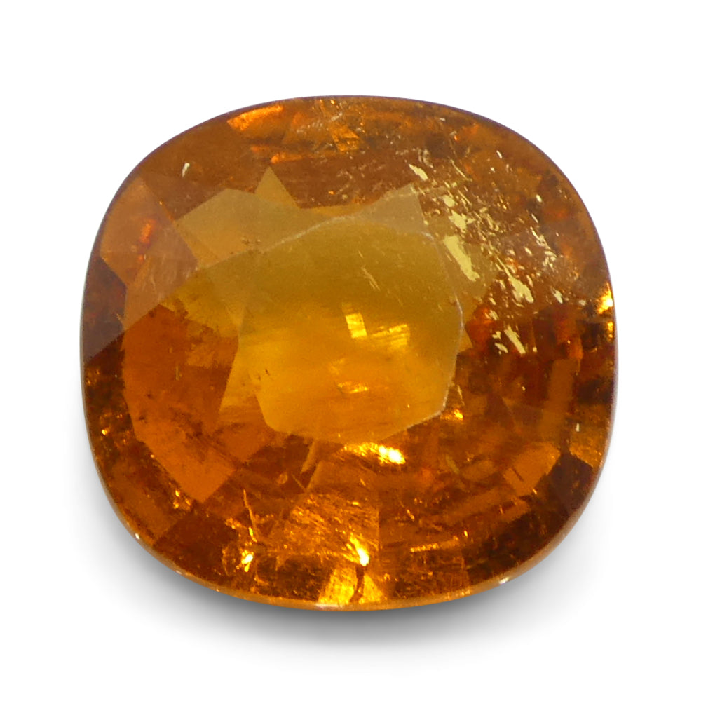 SkyJems Namibian Fanta Orange Spessartine Garnet, 2.46ct Square Cushion Cut Gemstone in Vibrant Mandarin Hue