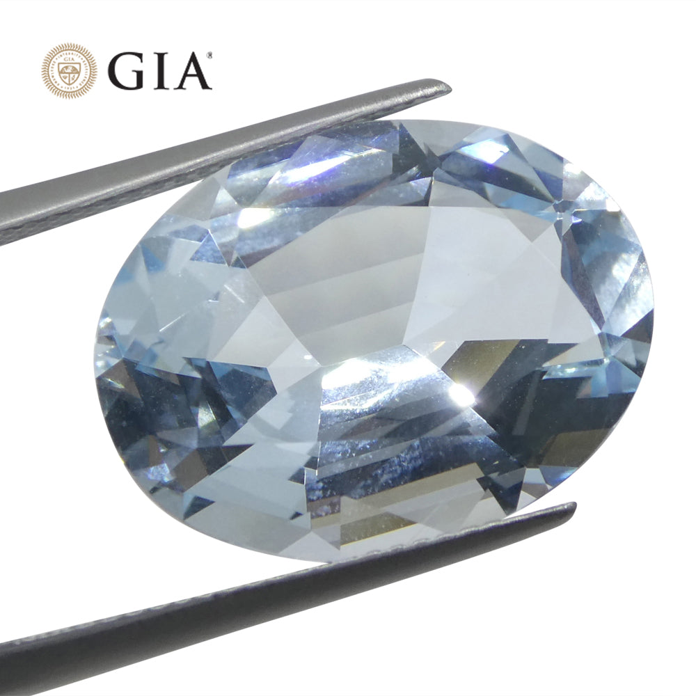 11.16 carat oval blue aquamarine from Brazil, GIA certified natural unheated gemstone by SkyJems Canadian gem experts