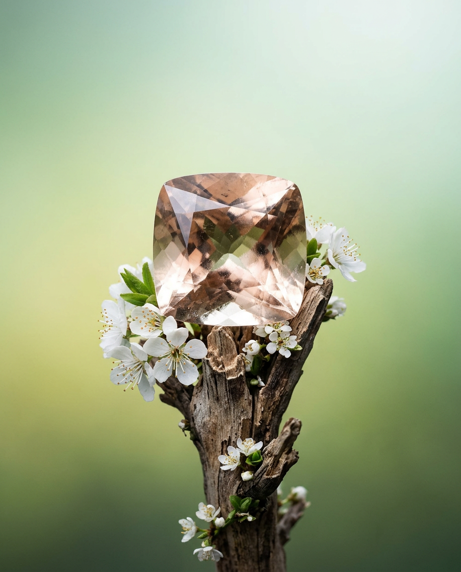 SkyJems 7.16ct Pink-Orange Morganite Cushion Cut Gemstone, Natural Beryl from Canadian Gem Experts