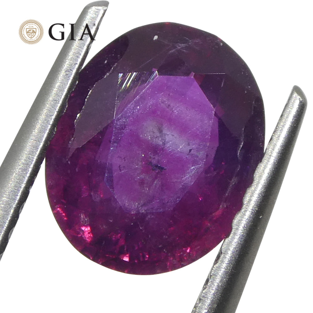 1.83ct Oval Purple-Red Ruby GIA Certified Pakistan / Kashmir, Unheated - Skyjems Wholesale Gemstones