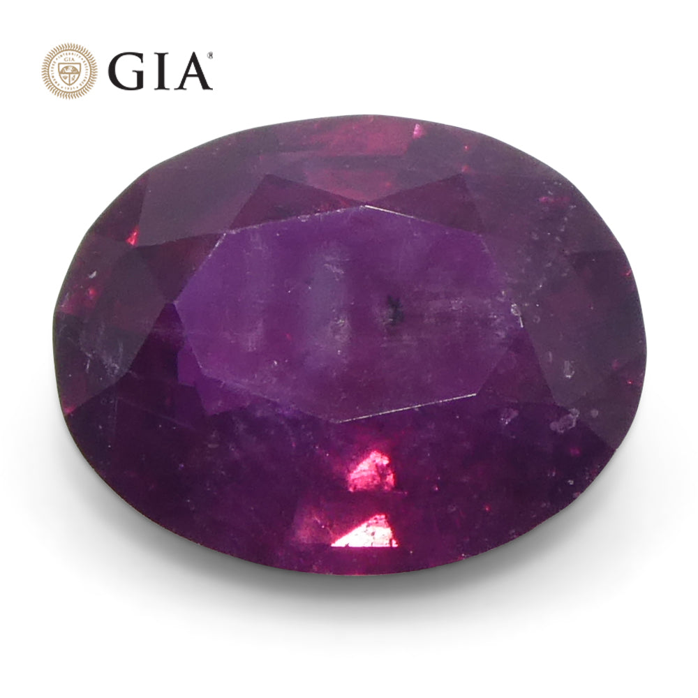 1.83ct Oval Purple-Red Ruby GIA Certified Pakistan / Kashmir, Unheated - Skyjems Wholesale Gemstones