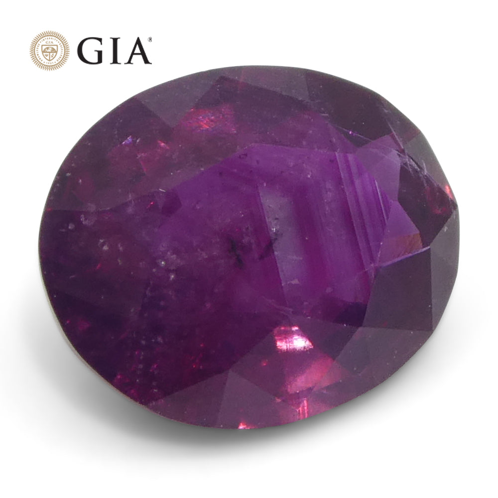 1.83ct Oval Purple-Red Ruby GIA Certified Pakistan / Kashmir, Unheated - Skyjems Wholesale Gemstones