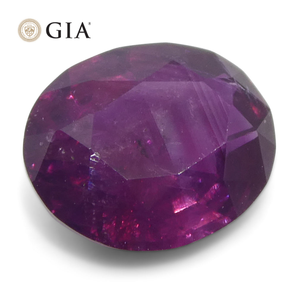 1.83ct Oval Purple-Red Ruby GIA Certified Pakistan / Kashmir, Unheated - Skyjems Wholesale Gemstones