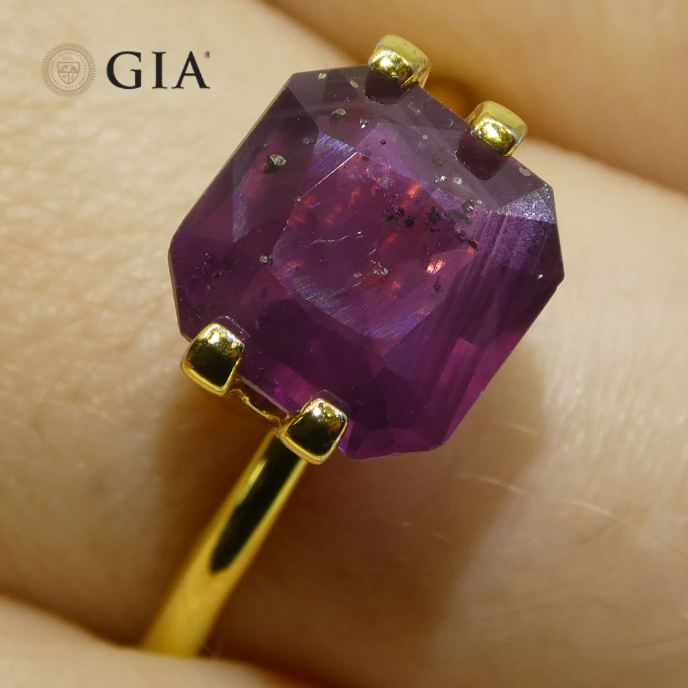 2.63ct Octagonal/Square Purple-Red Natural Ruby GIA Certified East Africa Unheated - Skyjems Wholesale Gemstones
