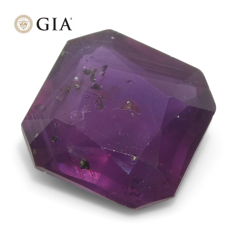 2.63ct Octagonal/Square Purple-Red Natural Ruby GIA Certified East Africa Unheated - Skyjems Wholesale Gemstones