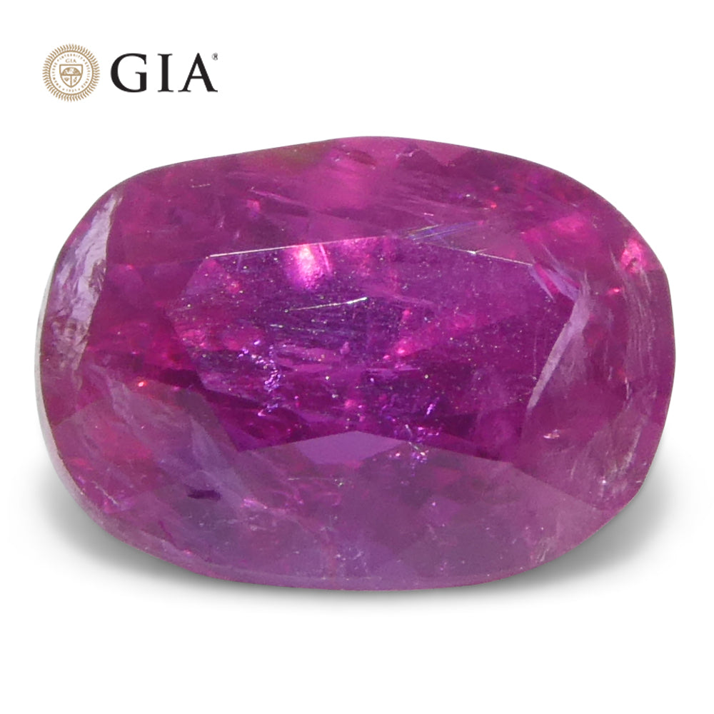 1.34ct Cushion Purplish Red Ruby GIA Certified Unheated - Skyjems Wholesale Gemstones