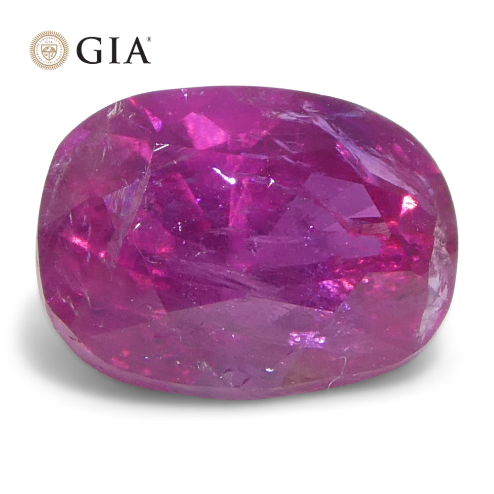 1.34ct Cushion Purplish Red Ruby GIA Certified Unheated - Skyjems Wholesale Gemstones