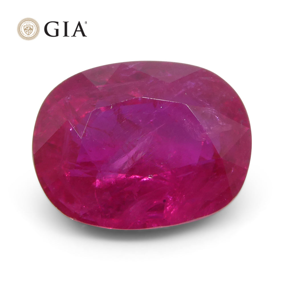 4.19ct Vivid Red Mozambique Ruby in Cushion Cut, GIA Certified Natural Gemstone by SkyJems Canada
