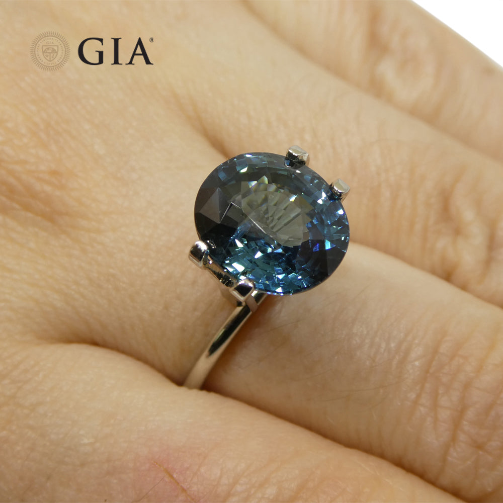 6.84ct Oval Teal Blue Mermaid Sapphire GIA Certified Ethiopia - Skyjems Wholesale Gemstones