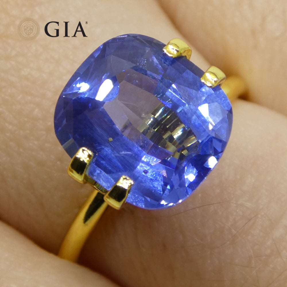 5.09ct Cushion Blue Sapphire GIA Certified Sri Lanka Unheated - Skyjems Wholesale Gemstones