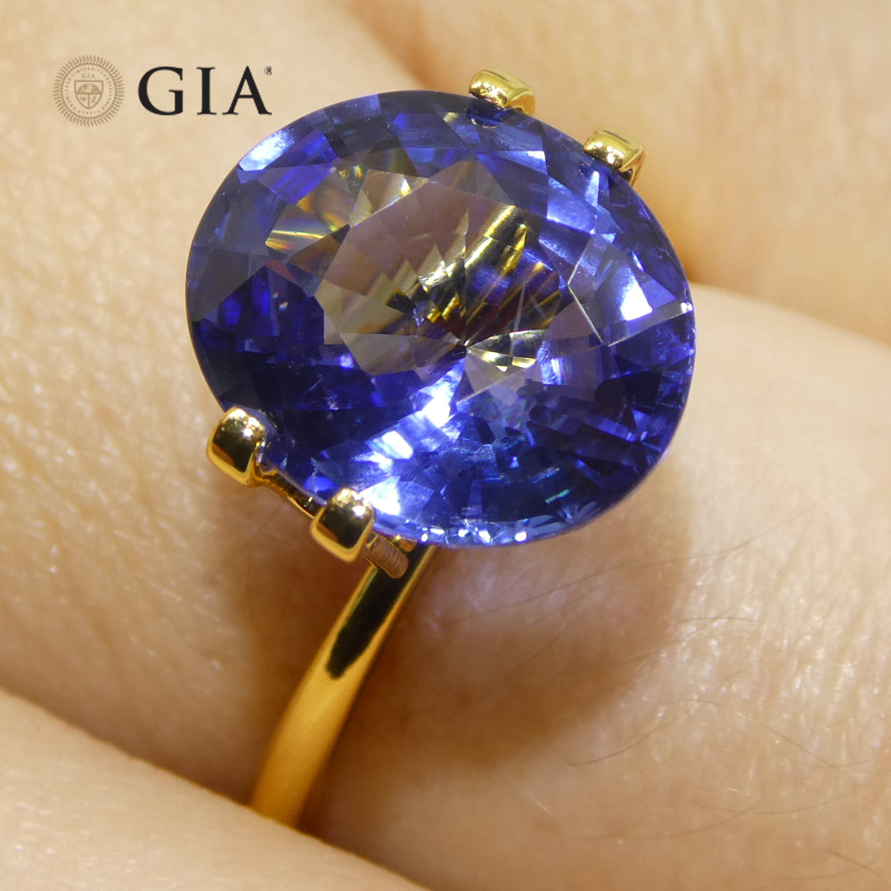 5.79ct Blue Sapphire from Sri Lanka, GIA certified oval gemstone by SkyJems, premium natural blue corundum