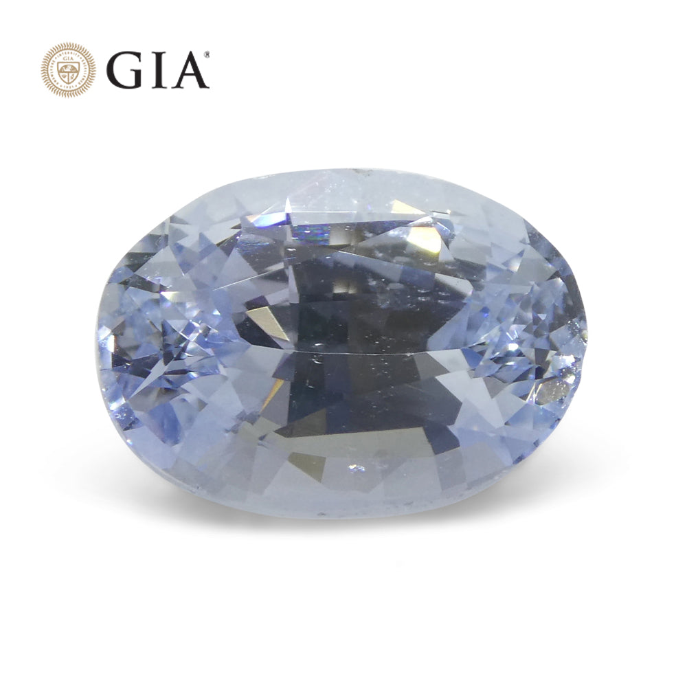 6.12ct Oval Icy Light Blue Sapphire GIA Certified Sri Lanka Unheated - Skyjems Wholesale Gemstones