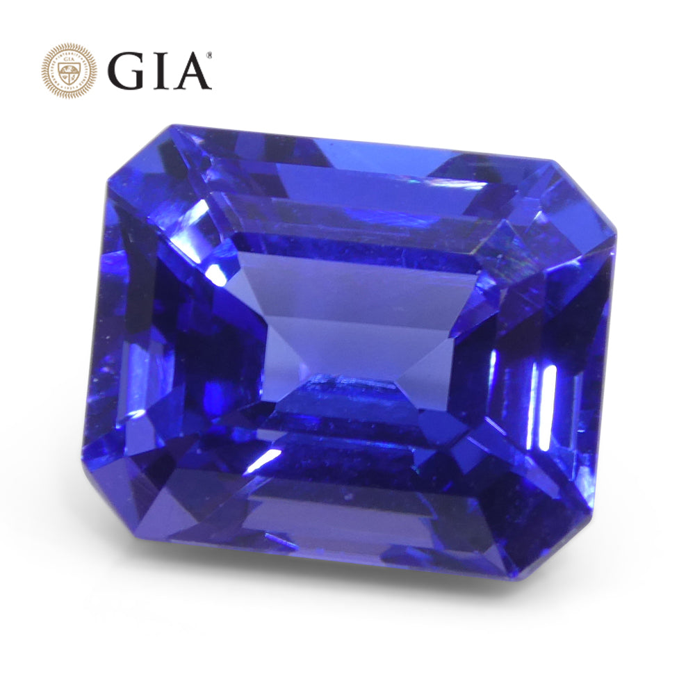 6.03ct Violetish Blue Tanzanite from Tanzania, Emerald Cut Octagonal Gemstone, GIA Certified by SkyJems