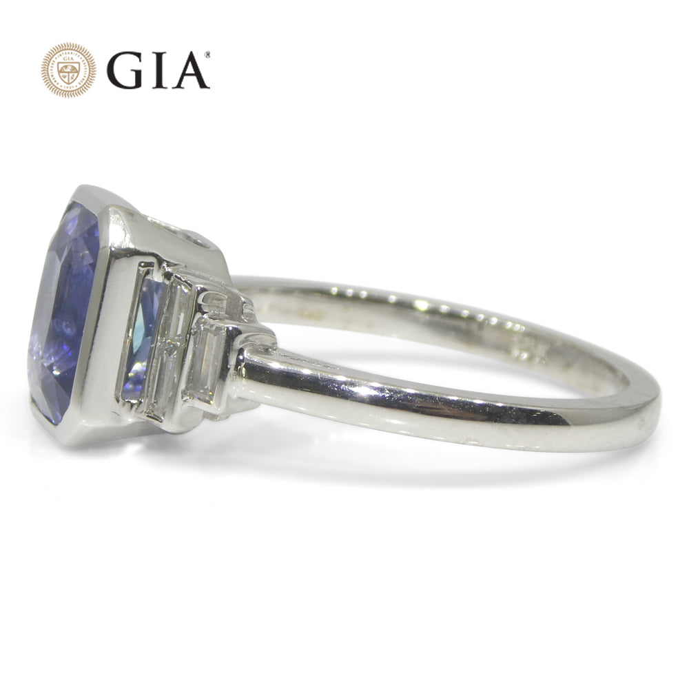 2.54ct Blue Sapphire, Diamond Ring set in 18k White Gold, GIA Certified Sri Lanka - Skyjems Wholesale Gemstones