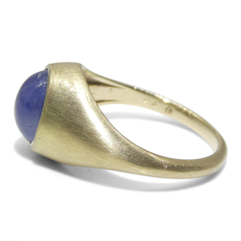 5.30ct Blue Star Sapphire Signet Ring set in 14k Yellow Gold - Skyjems Wholesale Gemstones
