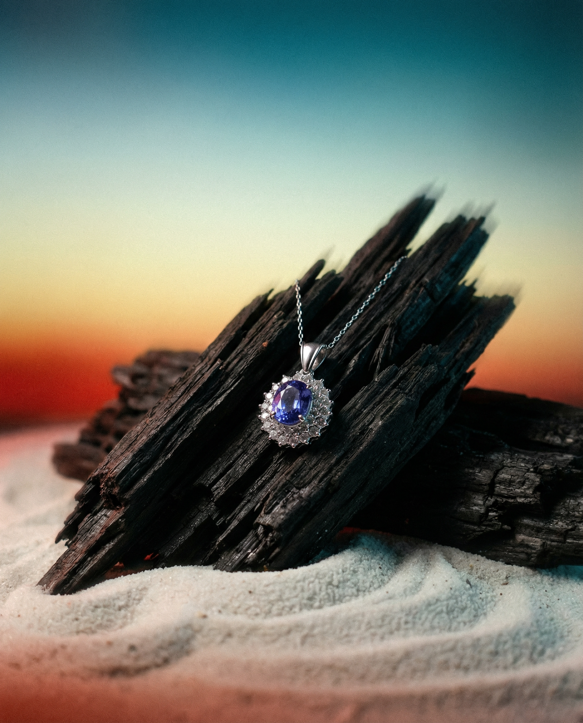 3.89ct Oval Blue Sapphire, Diamond Pendant set in Platinum, GIA Certified Madagascar - Skyjems Wholesale Gemstones