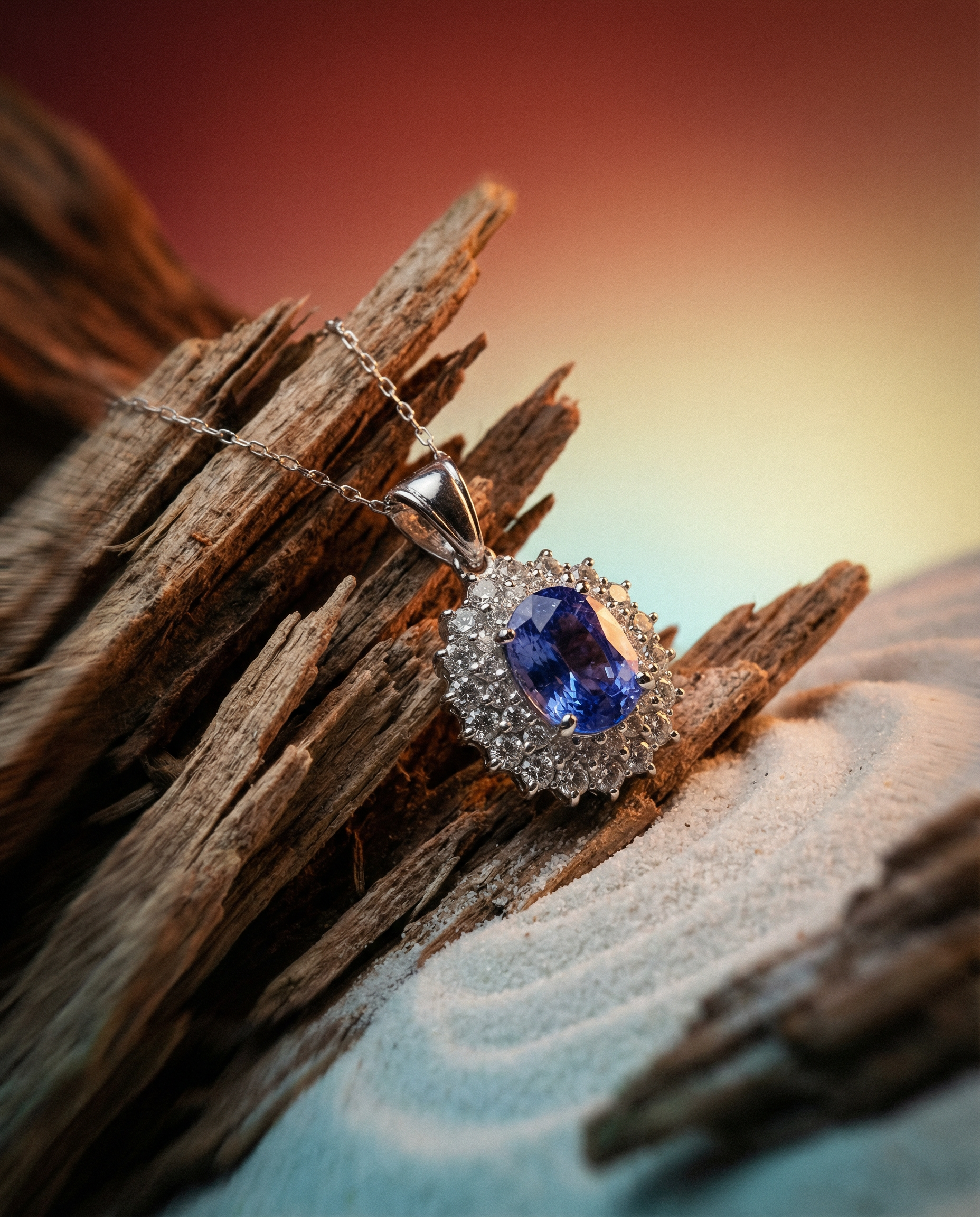 3.89ct Oval Blue Sapphire, Diamond Pendant set in Platinum, GIA Certified Madagascar - Skyjems Wholesale Gemstones