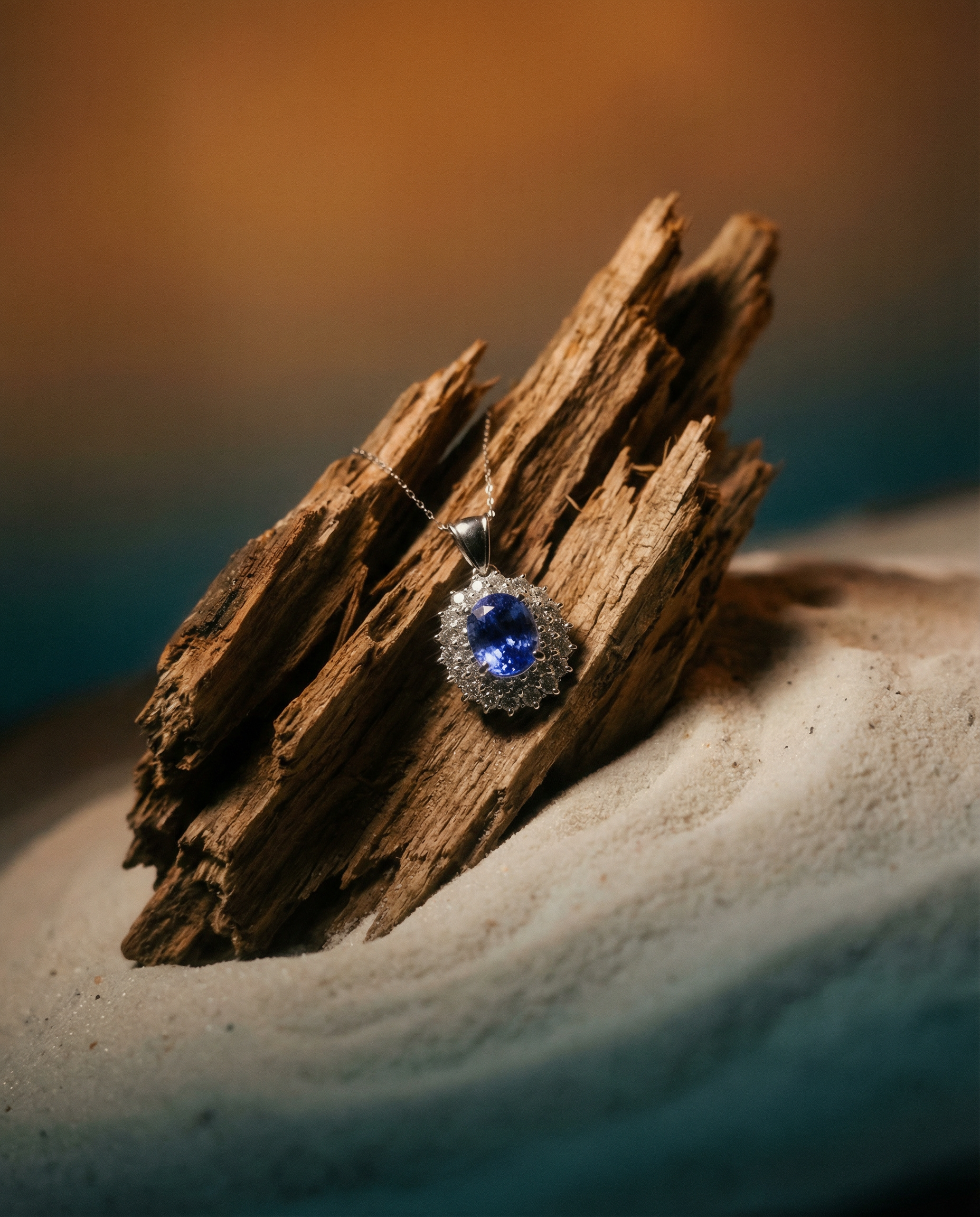 3.89ct Oval Blue Sapphire, Diamond Pendant set in Platinum, GIA Certified Madagascar - Skyjems Wholesale Gemstones