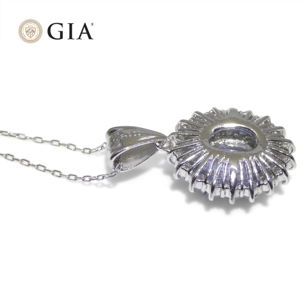 3.89ct Oval Blue Sapphire, Diamond Pendant set in Platinum, GIA Certified Madagascar - Skyjems Wholesale Gemstones