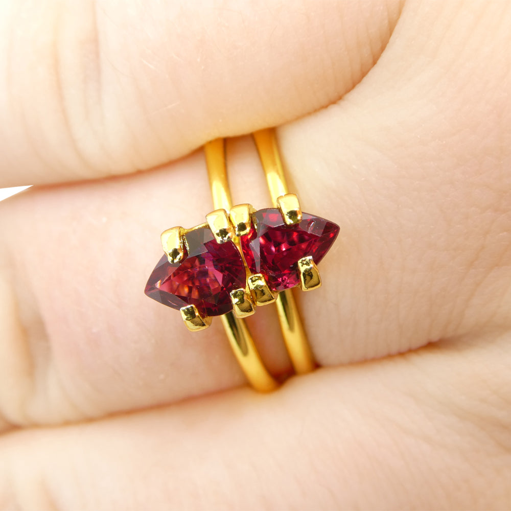 SkyJems 1.33ct Pear Purplish Red Ruby Pair from Thailand, premium matched gemstone for jewelry design