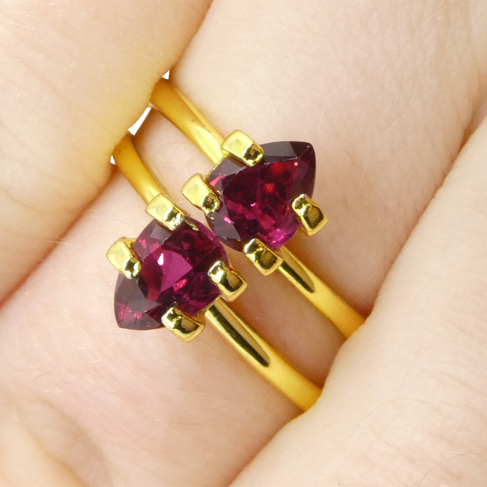1.41ct Pear Purplish Red Ruby Pair from Thailand, premium matched gemstones by SkyJems Canadian gem specialists