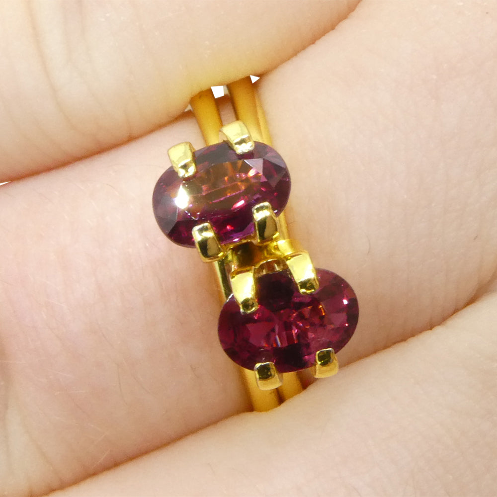 1.81ct Oval Purplish Red Thai Ruby Pair from SkyJems, premium matched gemstones for fine jewelry collectors
