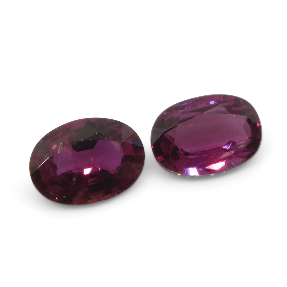 1.81ct Oval Purplish Red Ruby Pair from Thailand, premium matched gemstones by SkyJems Canadian gem specialists