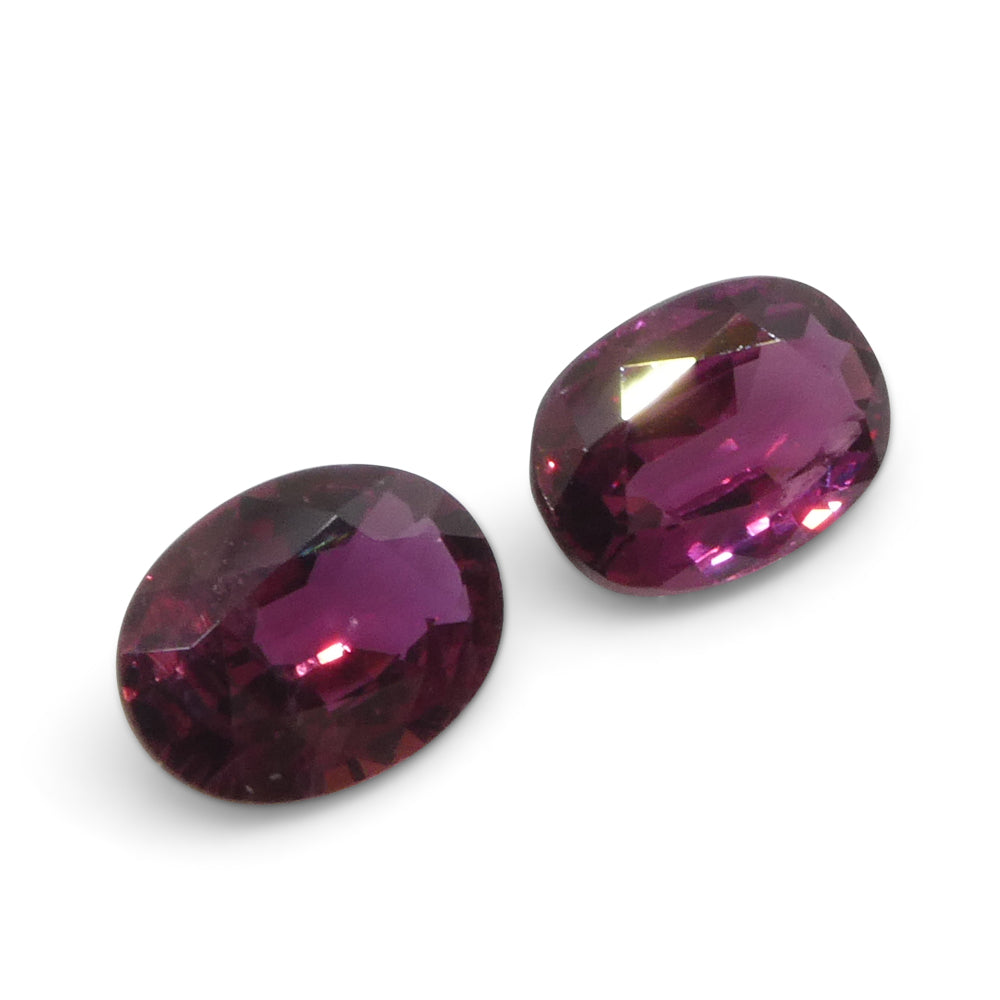 1.81ct Oval Purplish Red Thai Ruby Pair from SkyJems, premium matched gemstones for fine jewelry design