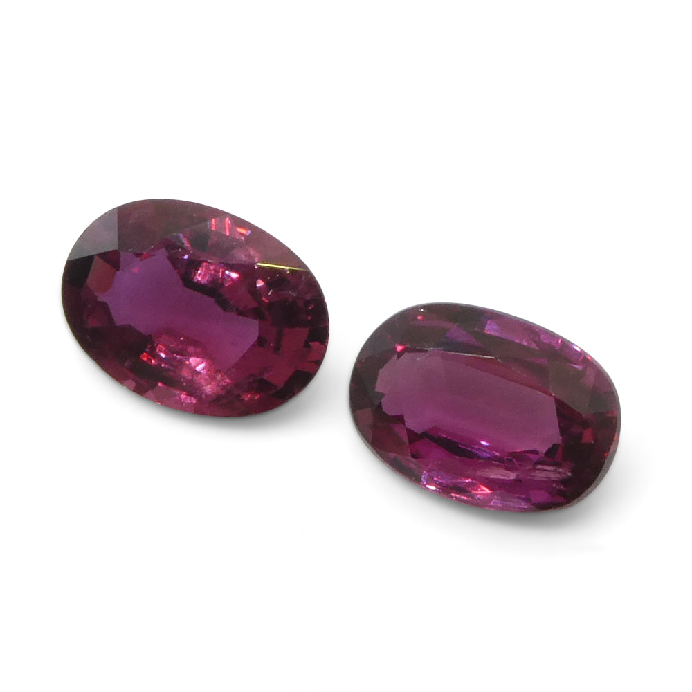 1.81ct Oval Purplish Red Thai Ruby Pair from SkyJems, premium matched gemstones for fine jewelry design