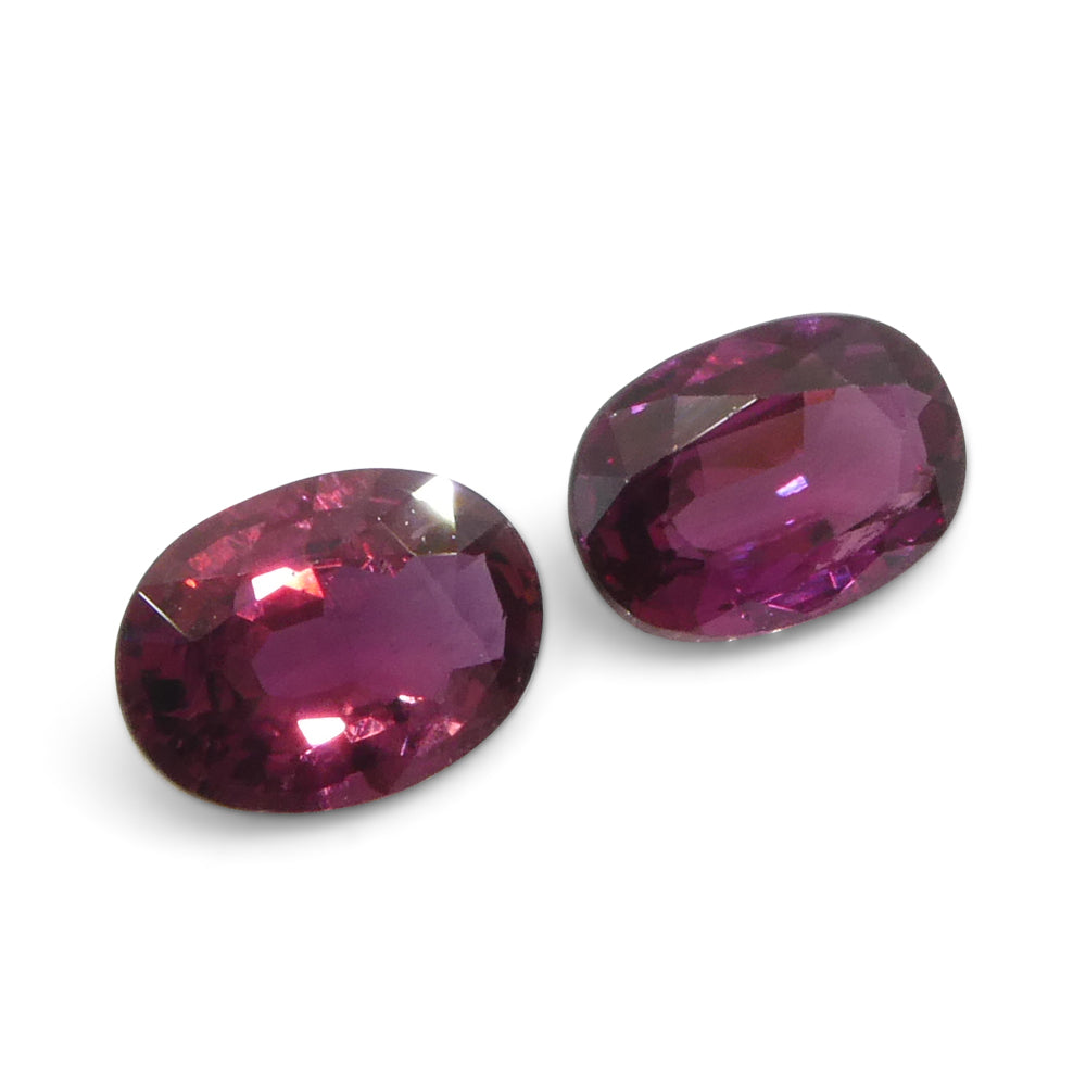 1.81ct Oval Purplish Red Ruby Pair from Thailand, premium matched gemstones by SkyJems Canadian gem specialists