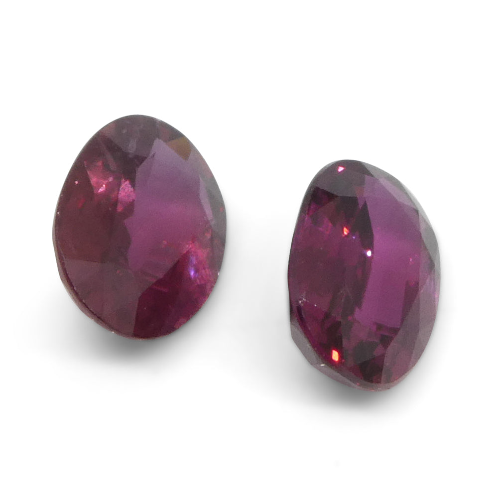 1.81ct Oval Purplish Red Ruby Pair from Thailand, premium matched gemstones by SkyJems Canadian gem specialists