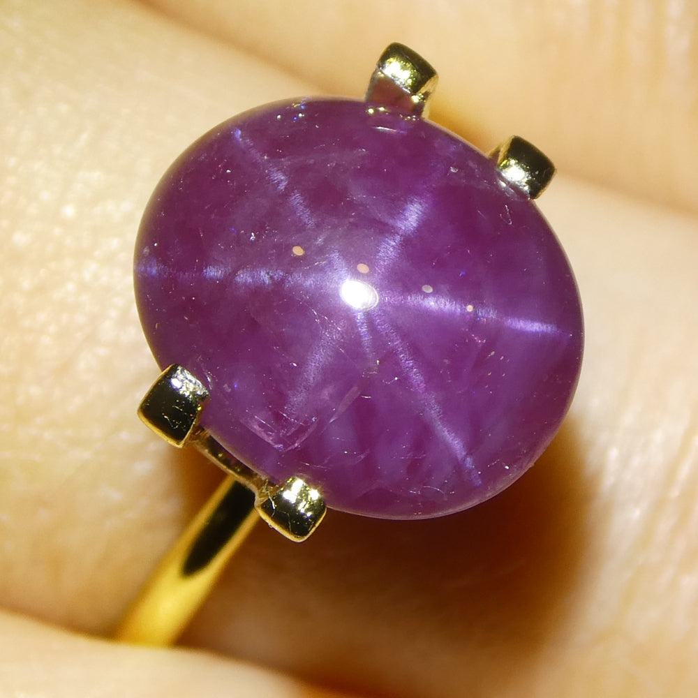 8.61ct Oval Cabochon Purplish Red Star Ruby from Vietnam Unheated - Skyjems Wholesale Gemstones