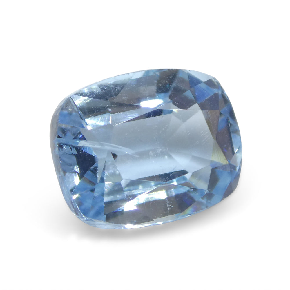 SkyJems 4.25ct Brazilian Blue Aquamarine Cushion Cut Gemstone, Vibrant Medium-Light Azure Beryl from Brazil