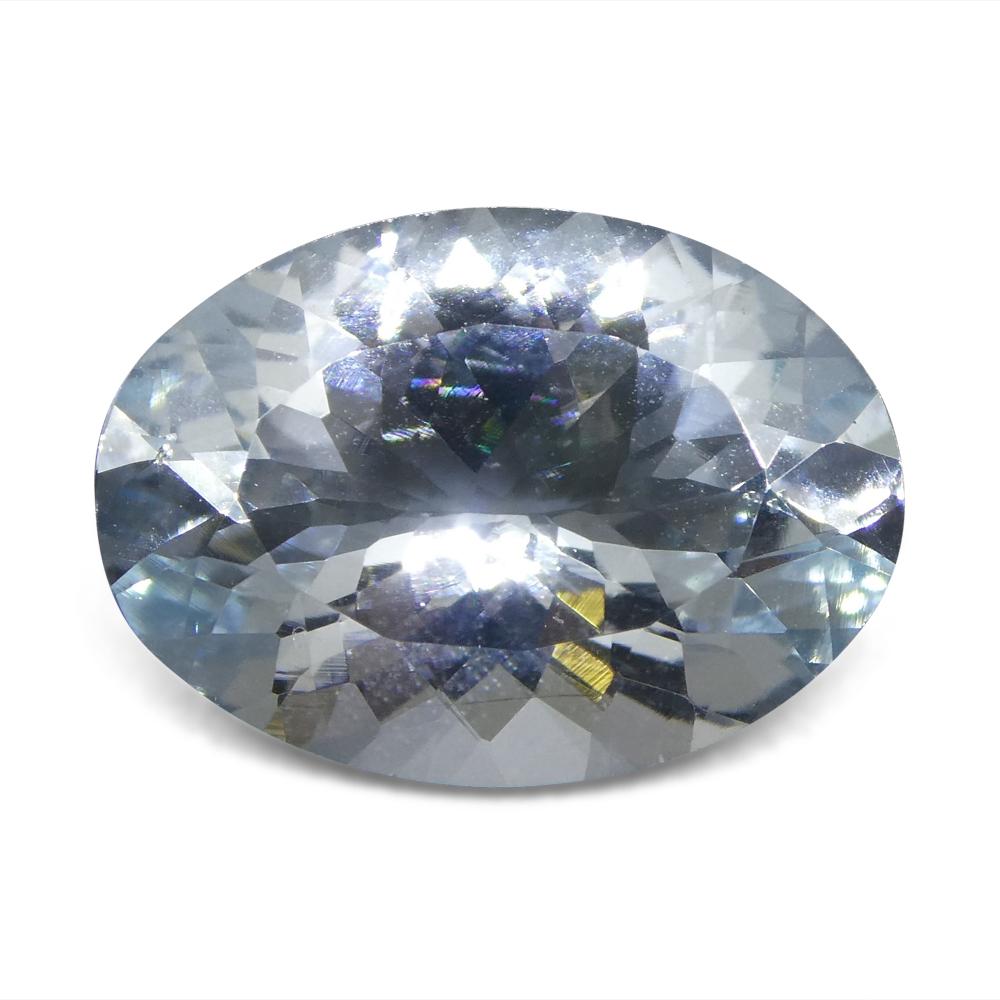 4.66 ct Brazilian Blue Oval Aquamarine Gemstone from SkyJems - Precision-Cut Beryl with Soft Grayish Blue Hue