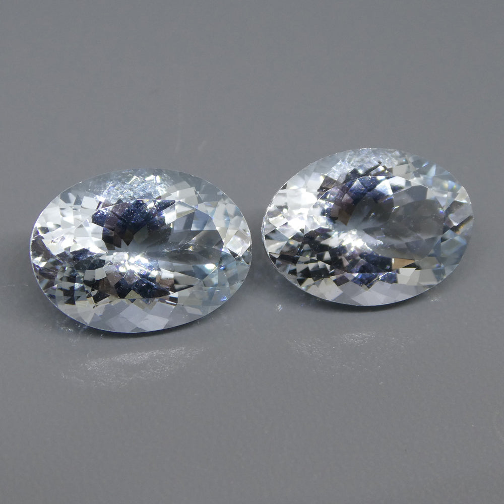 SkyJems 10.78ct Oval Blue Aquamarine Pair from Brazil, Mixed Cut Beryl Gemstone for Fine Jewelry