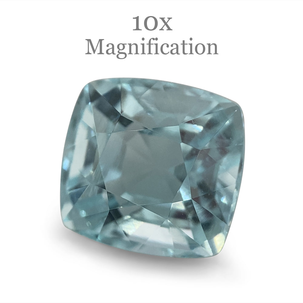 5.43ct Brazilian Cushion-Cut Aquamarine in Slightly Greenish Blue, Unheated Beryl Gem from SkyJems Canada