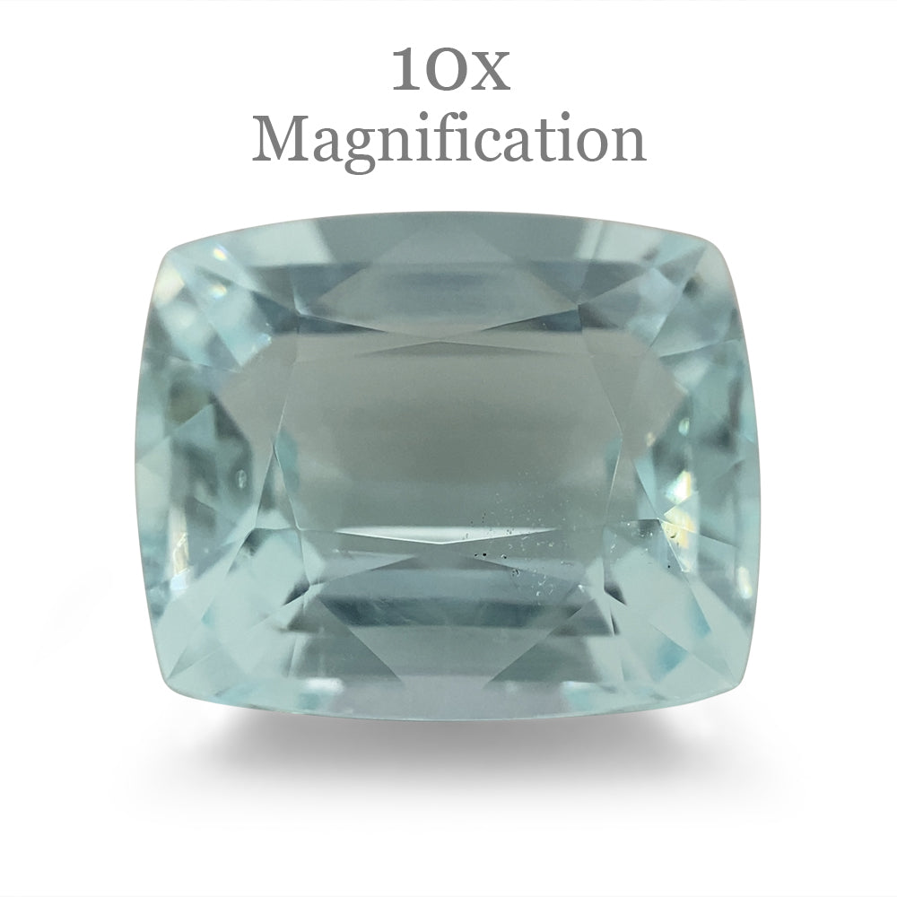 SkyJems 9.6ct Brazilian Cushion-Cut Aquamarine, soft blue-green beryl gemstone with elegant step-cut brilliance