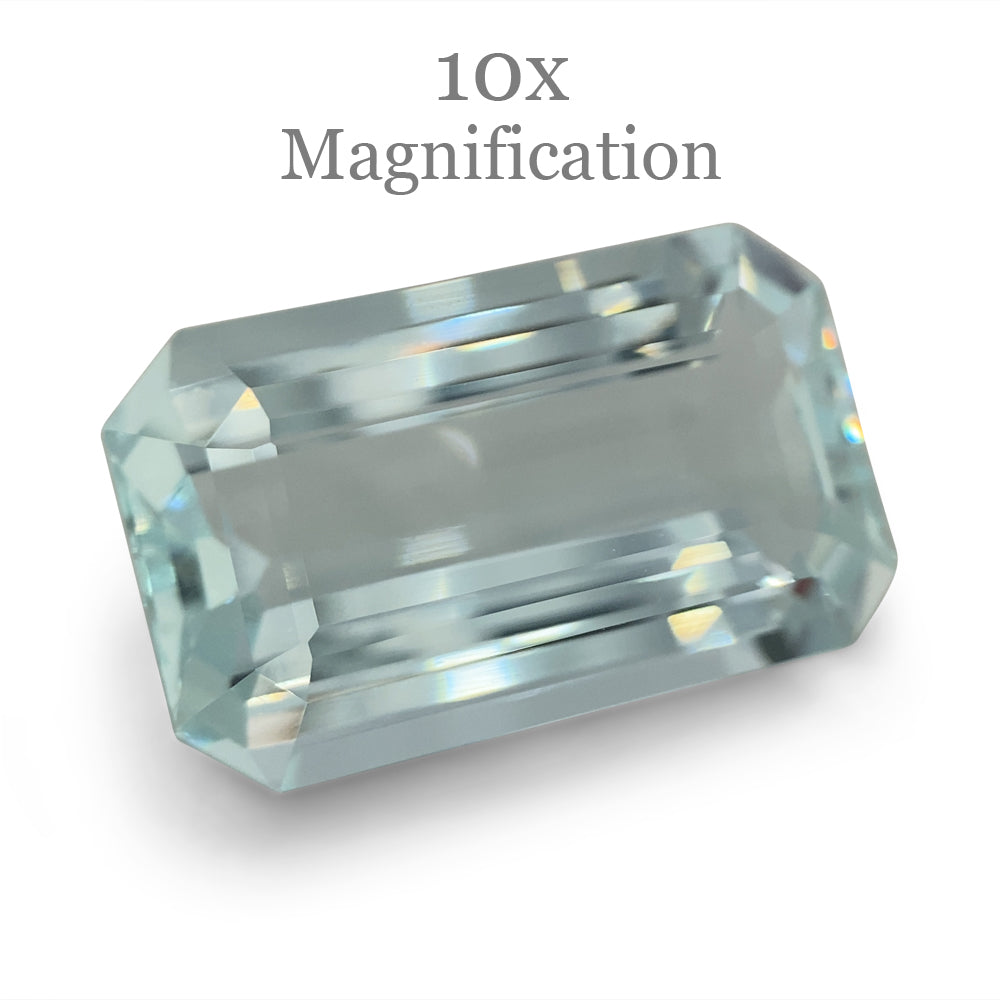 SkyJems 13.18ct Brazilian Aquamarine, vivid blue emerald-cut gemstone with exceptional clarity and brilliance