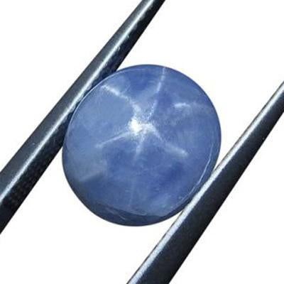 SkyJems 6.84 ct Blue Ceylon Star Sapphire - Rare Unheated Oval Cabochon with Asterism Effect from Sri Lanka