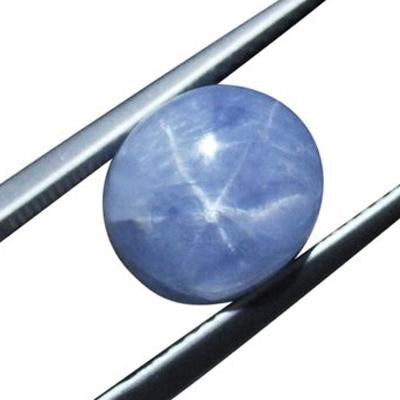 SkyJems 6.84 ct Blue Ceylon Star Sapphire: Rare unheated oval cabochon with stunning asterism from Sri Lanka