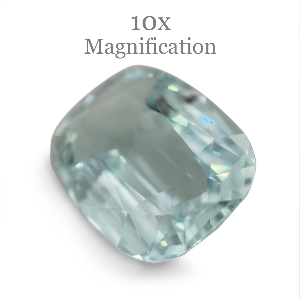 15.84ct Brazilian Greenish Blue Cushion Aquamarine, GIA Certified Natural Beryl from SkyJems Gemstones
