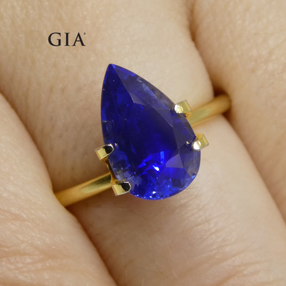 3.88ct Royal Blue Pear Sapphire from Sri Lanka, GIA Certified Natural Gemstone by SkyJems Canadian Gem Experts