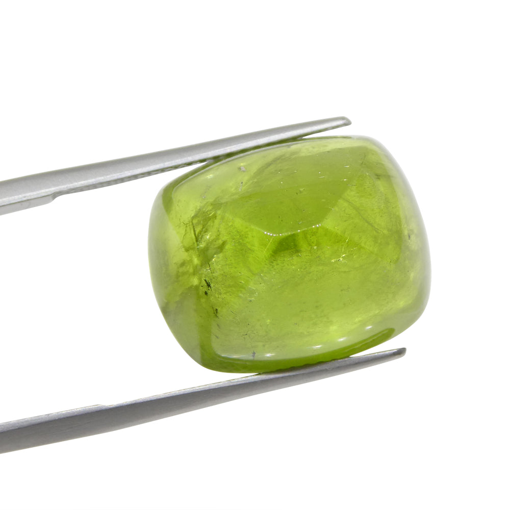 21.68ct Cushion Sugarloaf Cabochon Yellow-Green Peridot from Sapat Gali, Pakistan - Skyjems Wholesale Gemstones