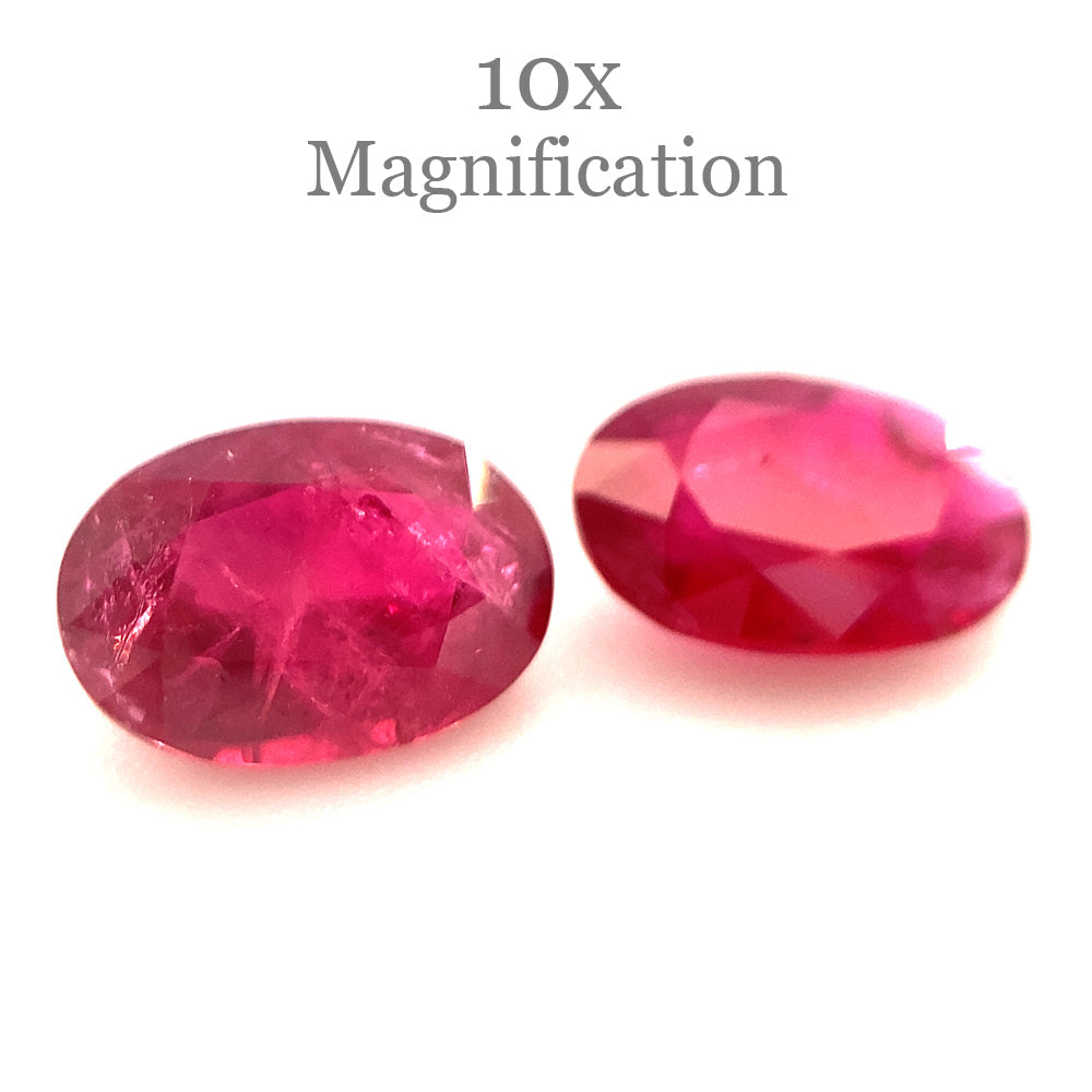 1.76ct Oval Red Mozambique Ruby Pair, SkyJems premium heated gemstone collection, classic Step Cut design