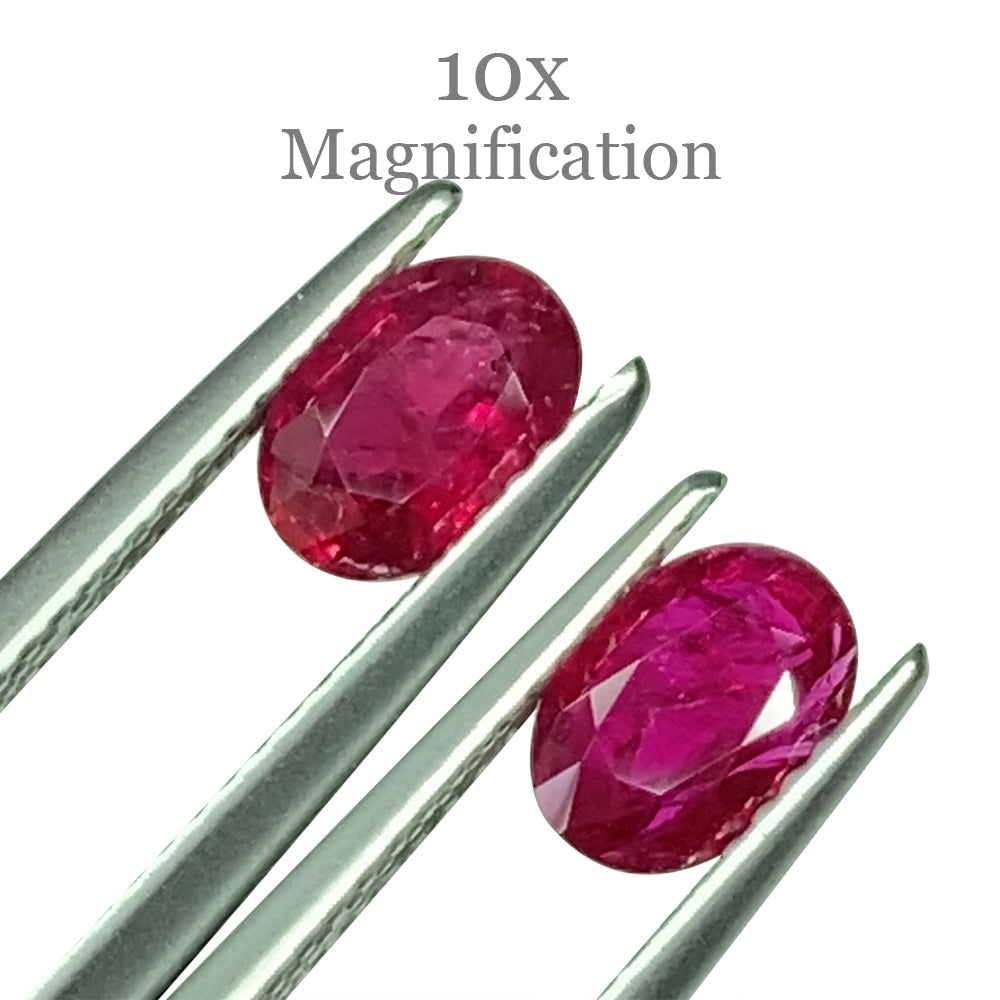1.76ct Oval Red Ruby Pair from Mozambique, premium heated gemstones by SkyJems, classic step-cut corundum