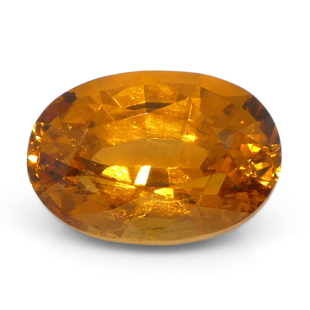 SkyJems 1.77ct Oval Fanta Orange Spessartine Garnet from Namibia, rare collector's gemstone with vibrant mandarin hue