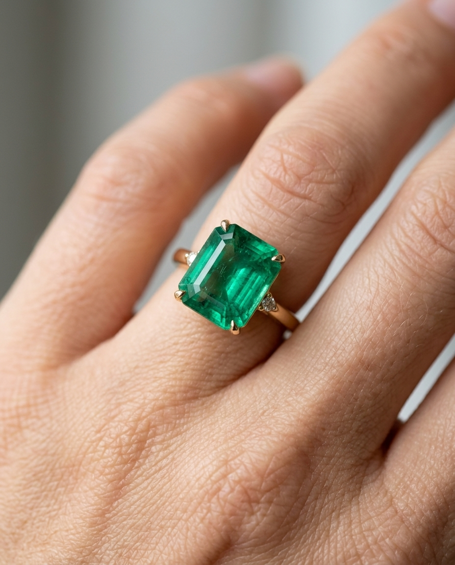 5.25ct Zambian emerald emerald cut, vivid green, minor inclusions GIA certified — Skyjems