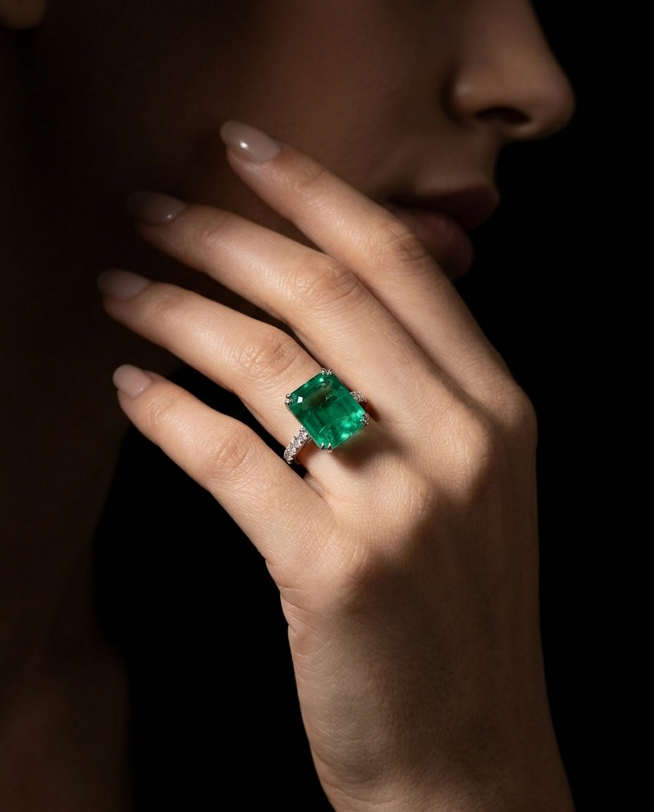 5.25ct emerald cut green emerald, vivid green, eye clean, GIA certified Zambia — Skyjems