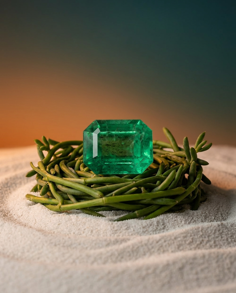 5.25ct Octagonal/Emerald Cut Green Emerald GIA Certified Zambia F1/Minor