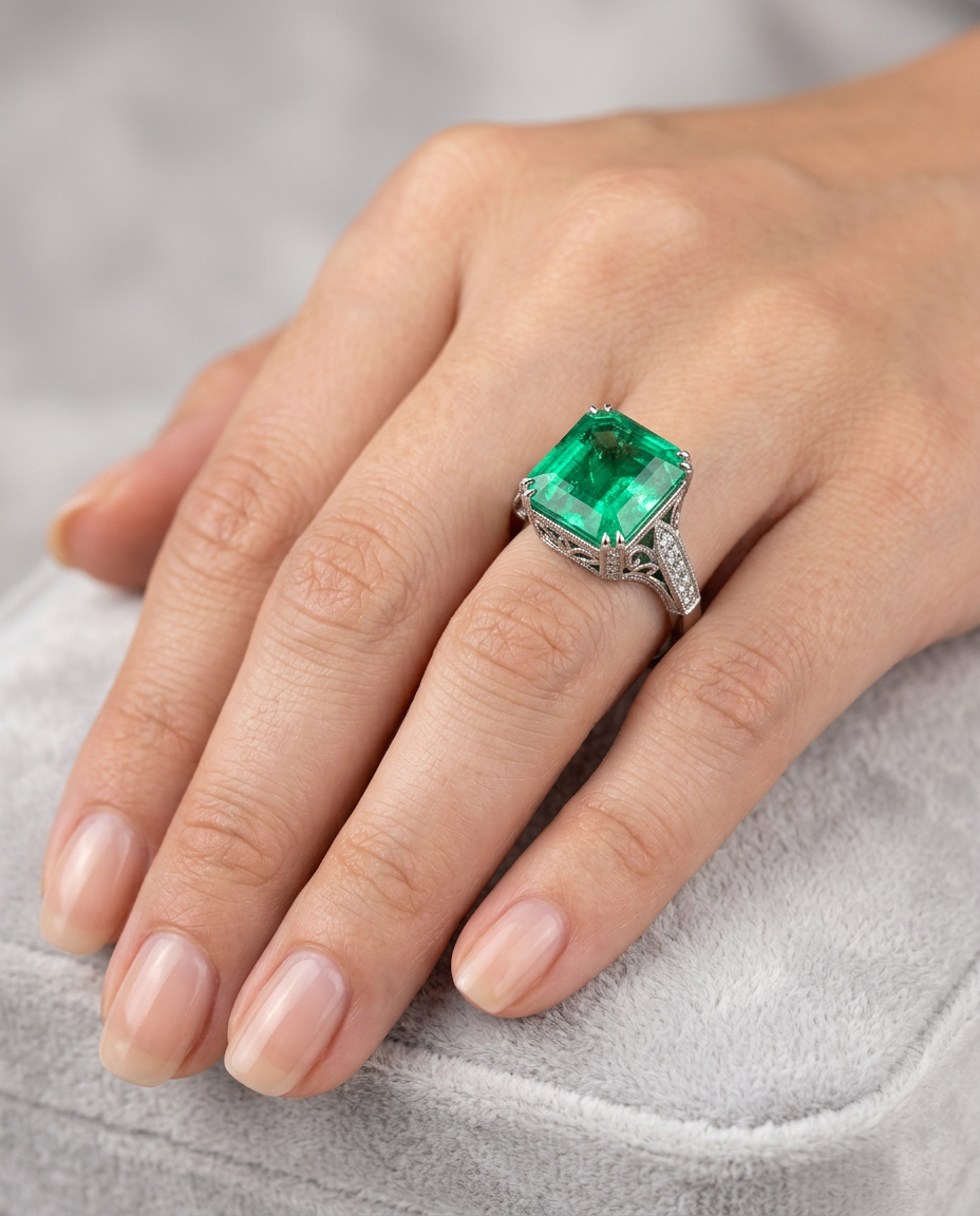 5.25ct Zambian emerald octagonal cut, vivid green, minor inclusions, GIA certified — Skyjems
